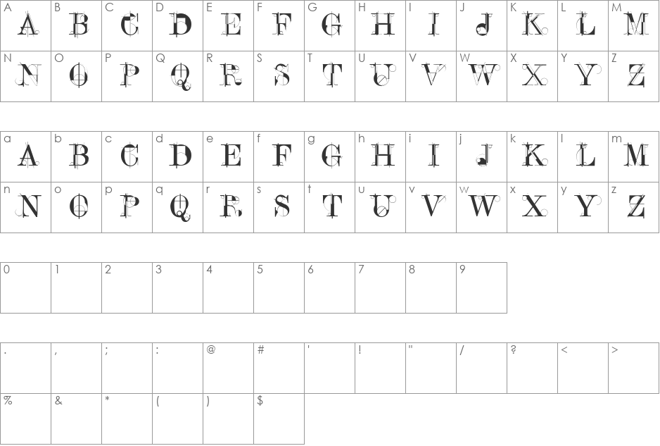 ConstruCaps font character map preview