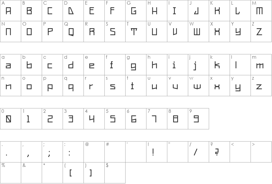 Constructa font character map preview