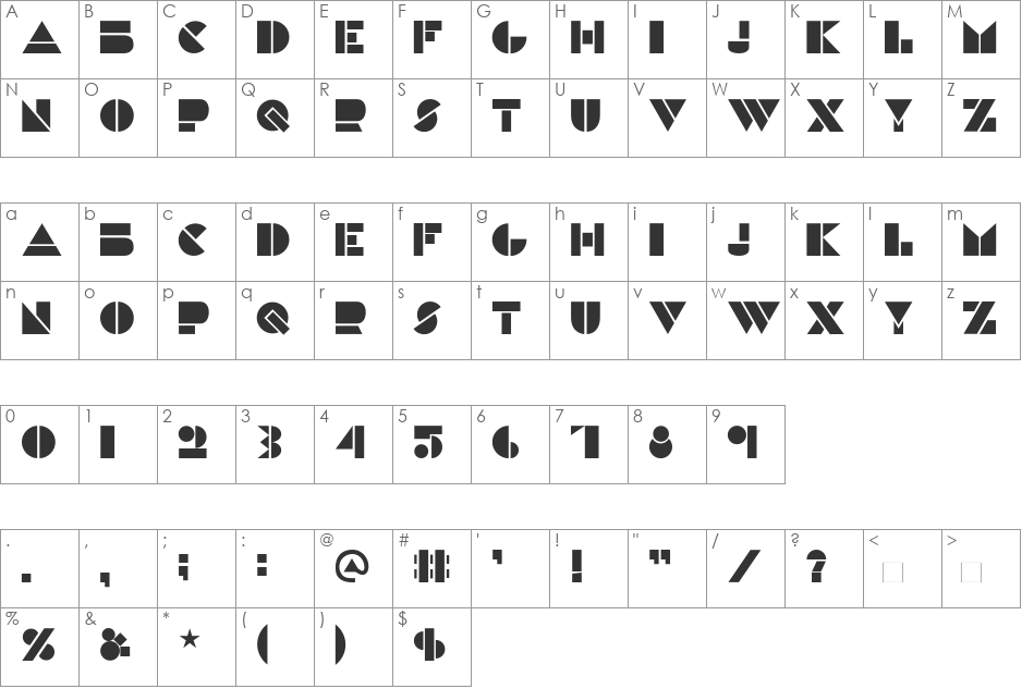 Constructivist-Line font character map preview