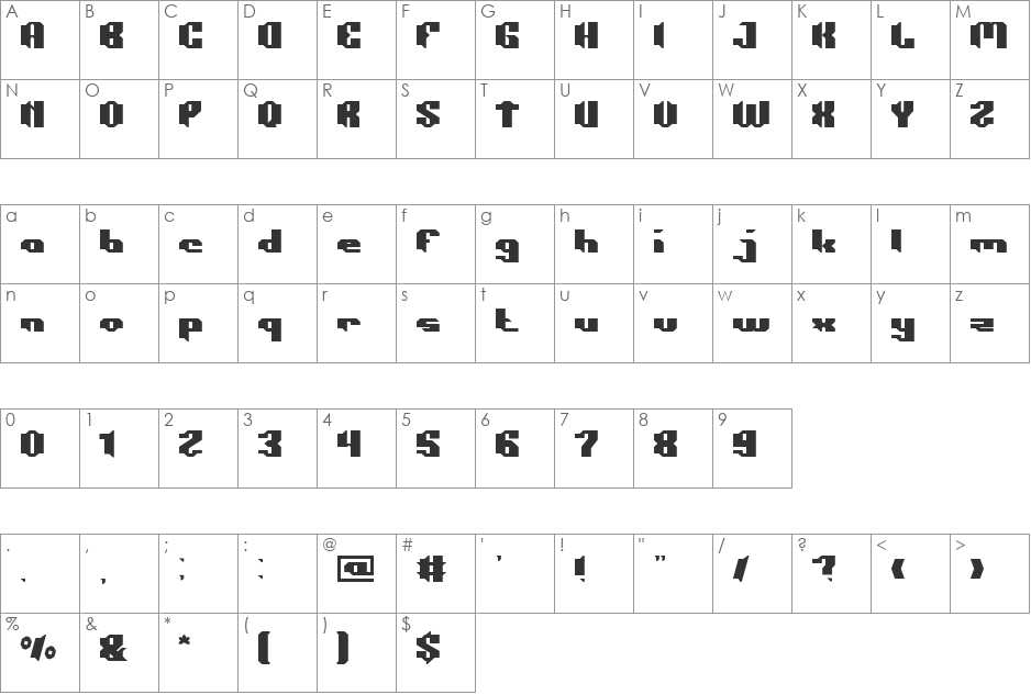 CONSTRURCTION font character map preview