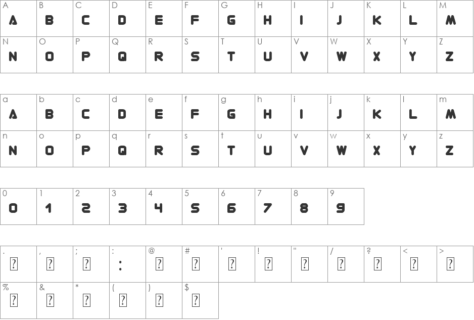 Contemporary  font character map preview