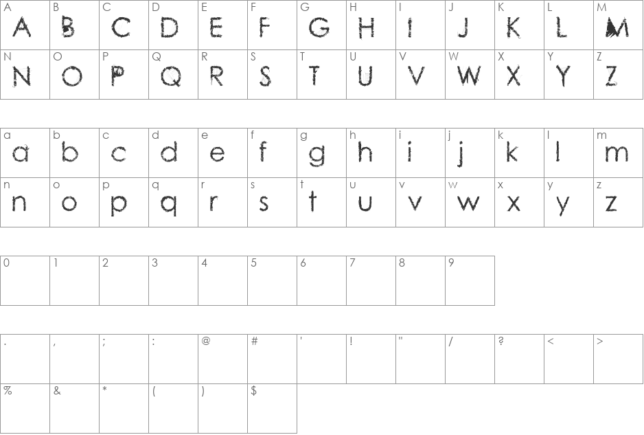 ContenG font character map preview