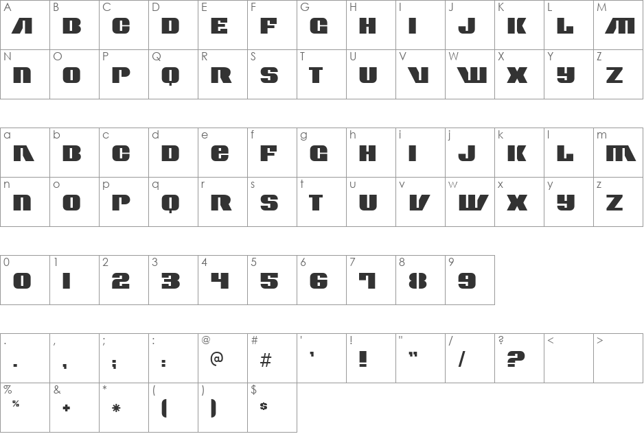 Contour Generator font character map preview