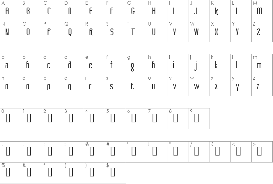 CONTROL font character map preview