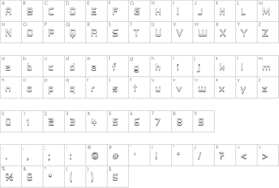 Control Freak font character map preview