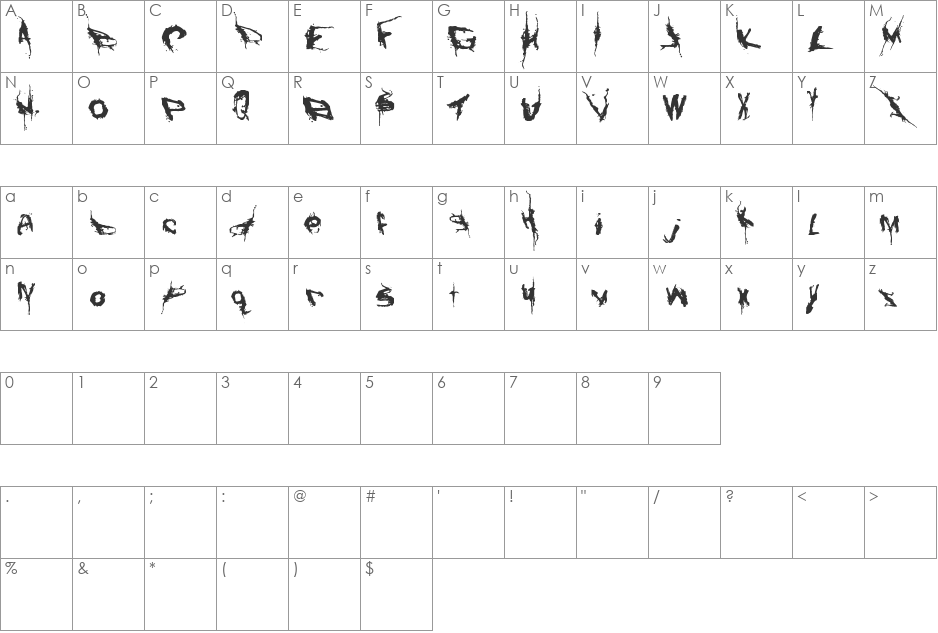 Convalescence font character map preview