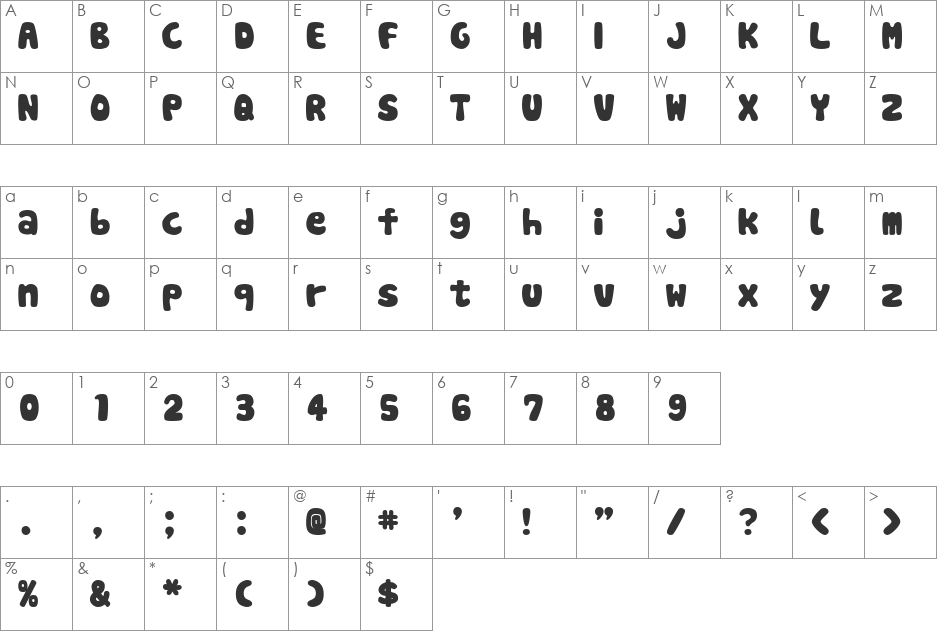 Cookies font character map preview