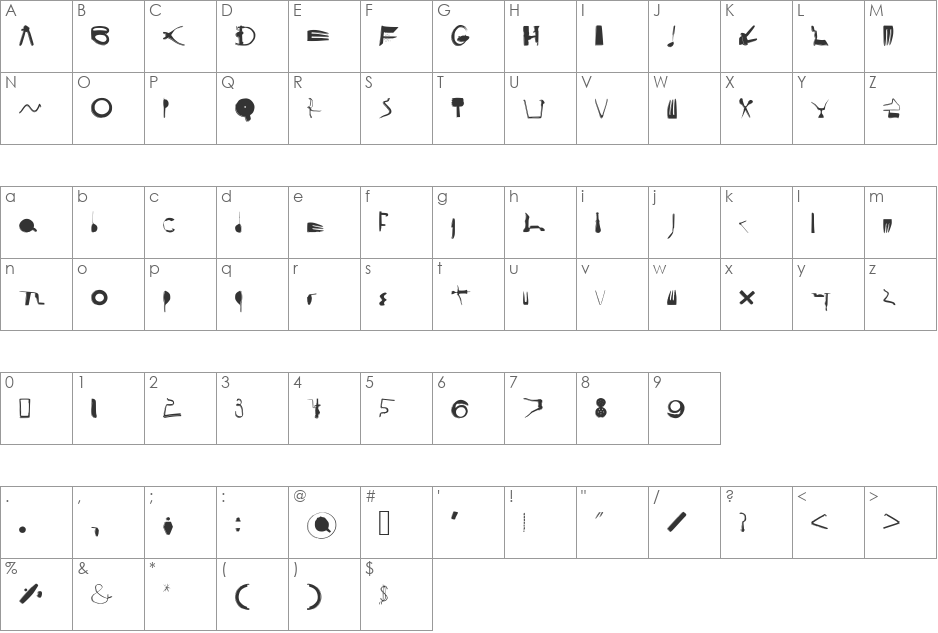 Cooksy Cutter font character map preview