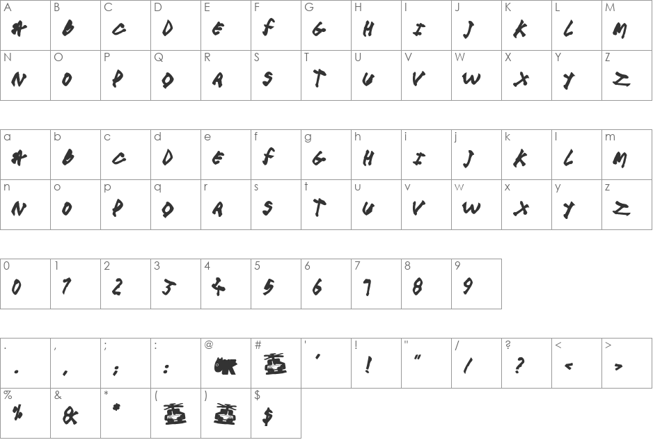 cool hand pk font character map preview