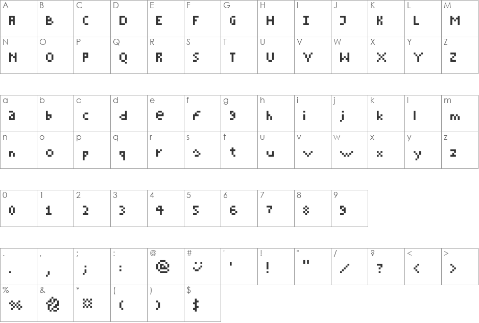 alekstreetsoul font character map preview