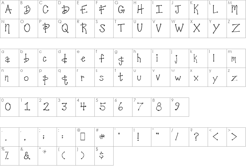 CoolDots font character map preview