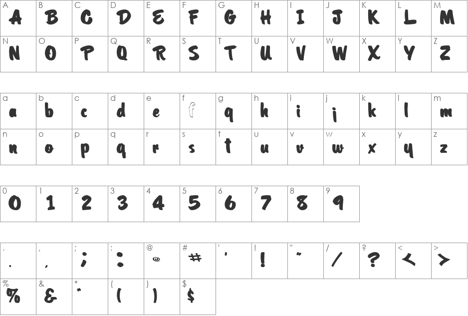 CoolHandLuke font character map preview