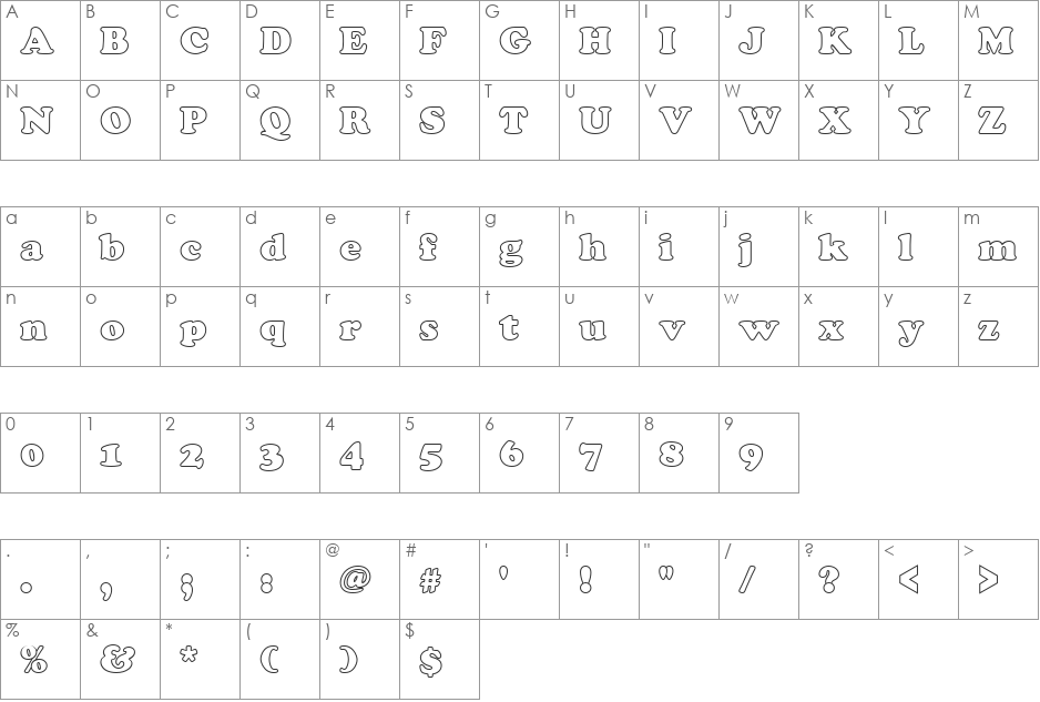 CooperBlaOutP font character map preview