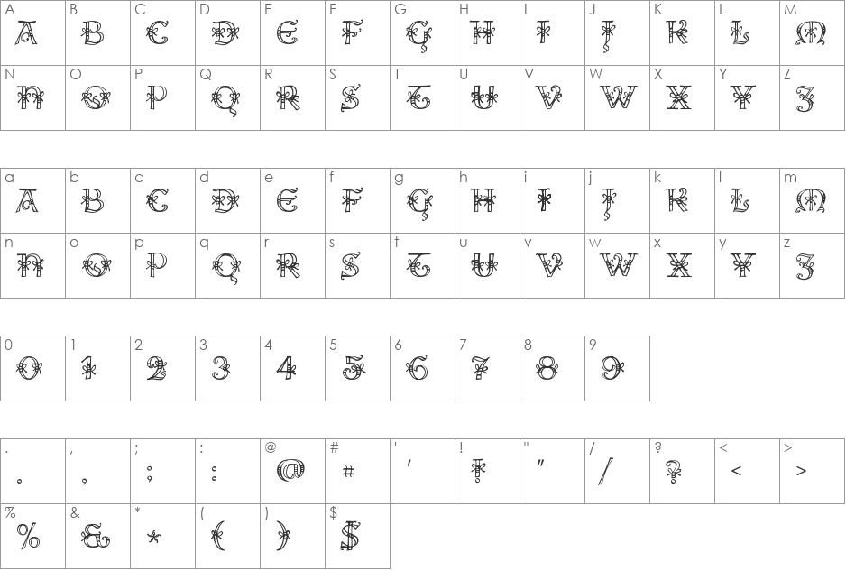 Ales & Hegar Raw font character map preview