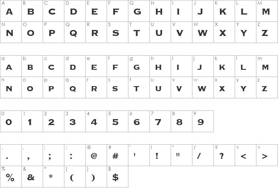 Copperplate Black Condensed SSi font character map preview