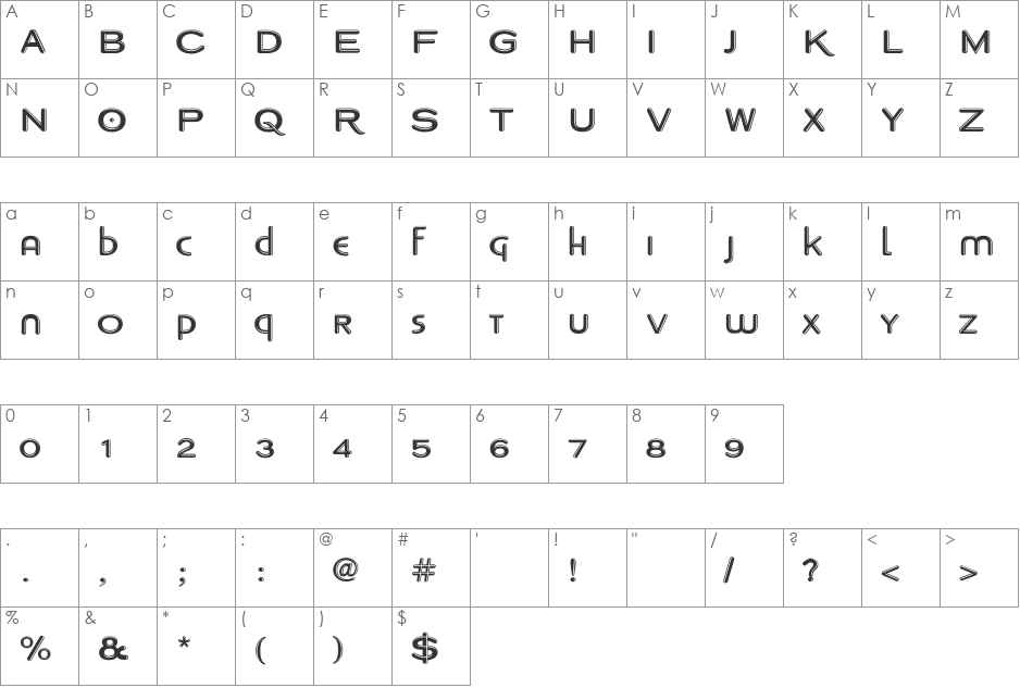 Copperplate Modern Bold Chrome font character map preview