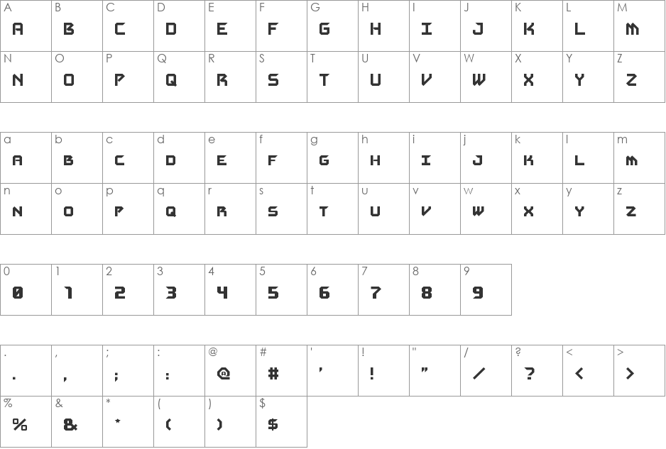 Alex Murphy Solid font character map preview