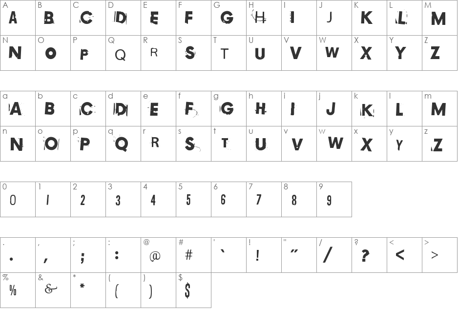 Copy 003 font character map preview