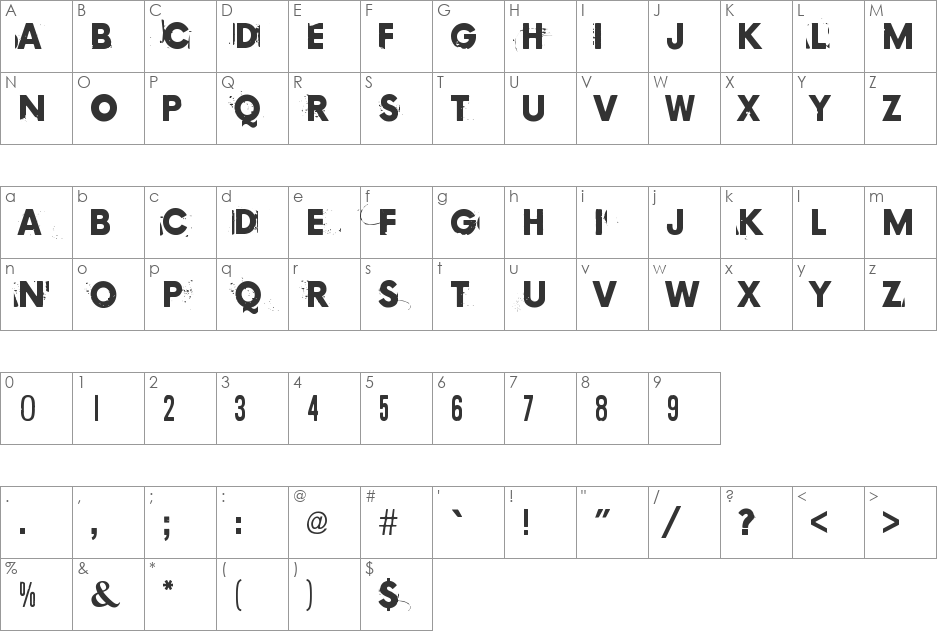 Copy 239 font character map preview