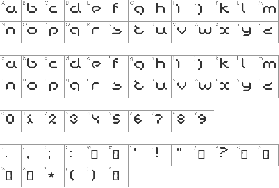 Copycat font character map preview