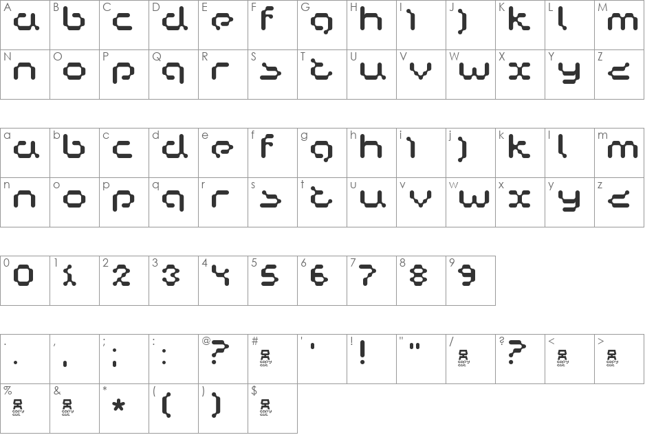 Copycat font character map preview