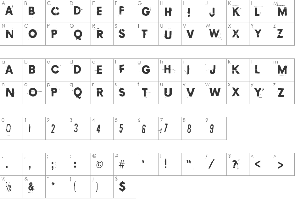 Copycat 759 font character map preview