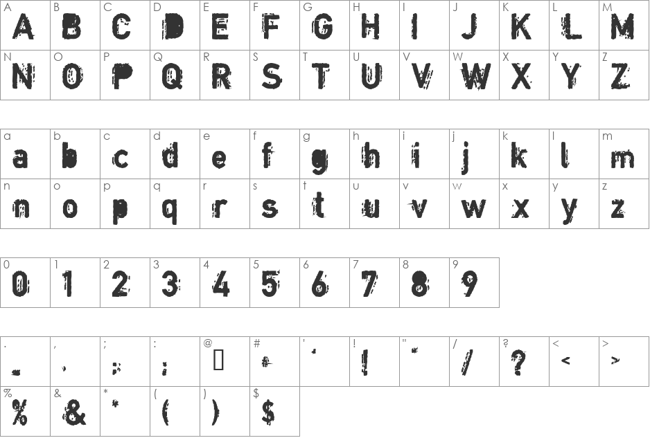 Copystruct font character map preview