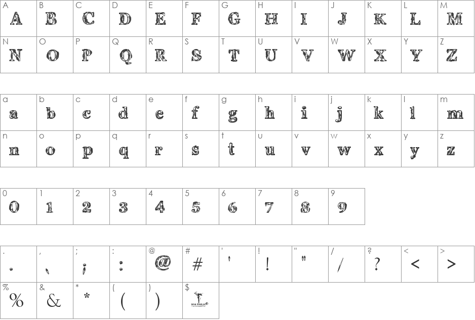 Coral Oxid font character map preview