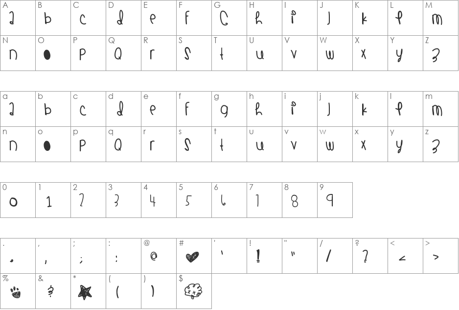 CoralCastles font character map preview