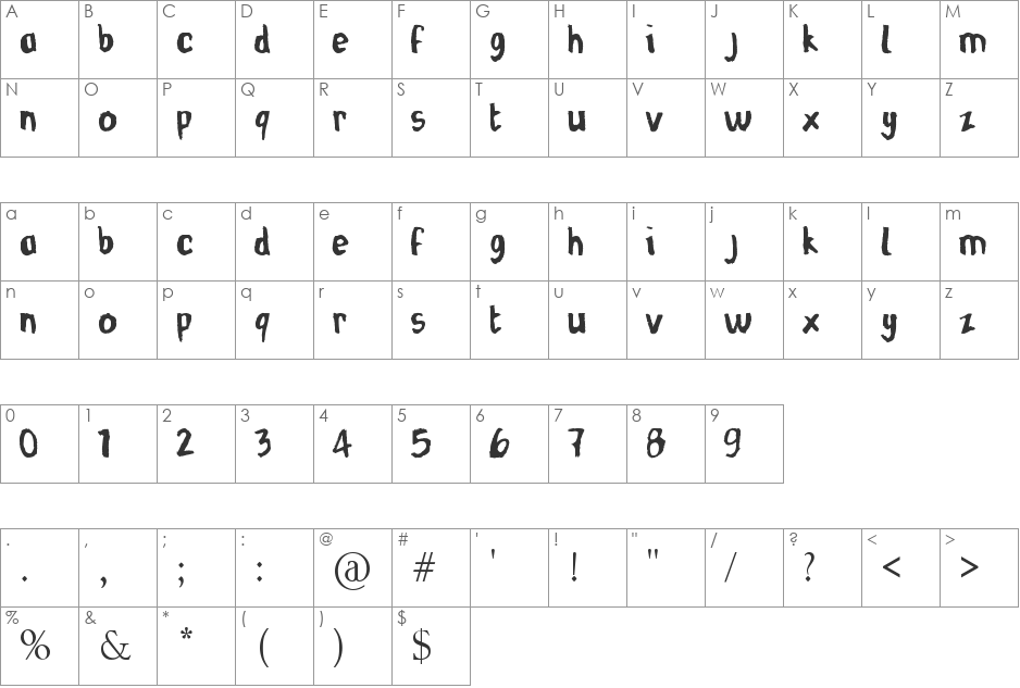 corbeau fin font character map preview