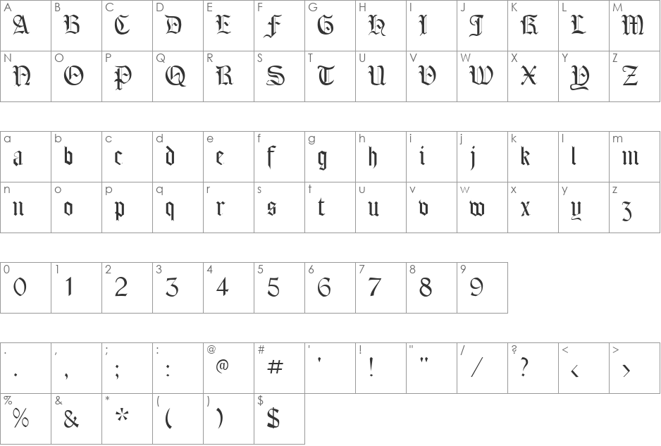 Cordoba font character map preview
