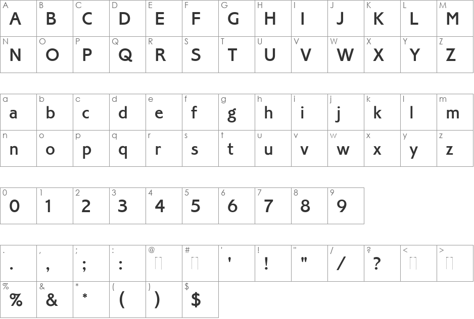 Corinthian Medium font character map preview