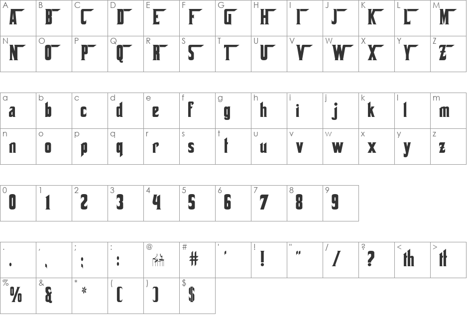 Corleone font character map preview