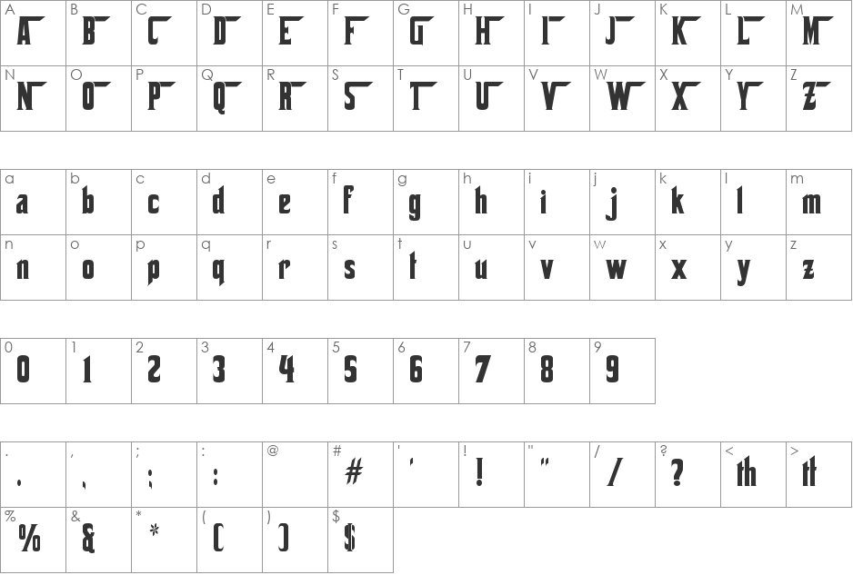 Corleone Due font character map preview