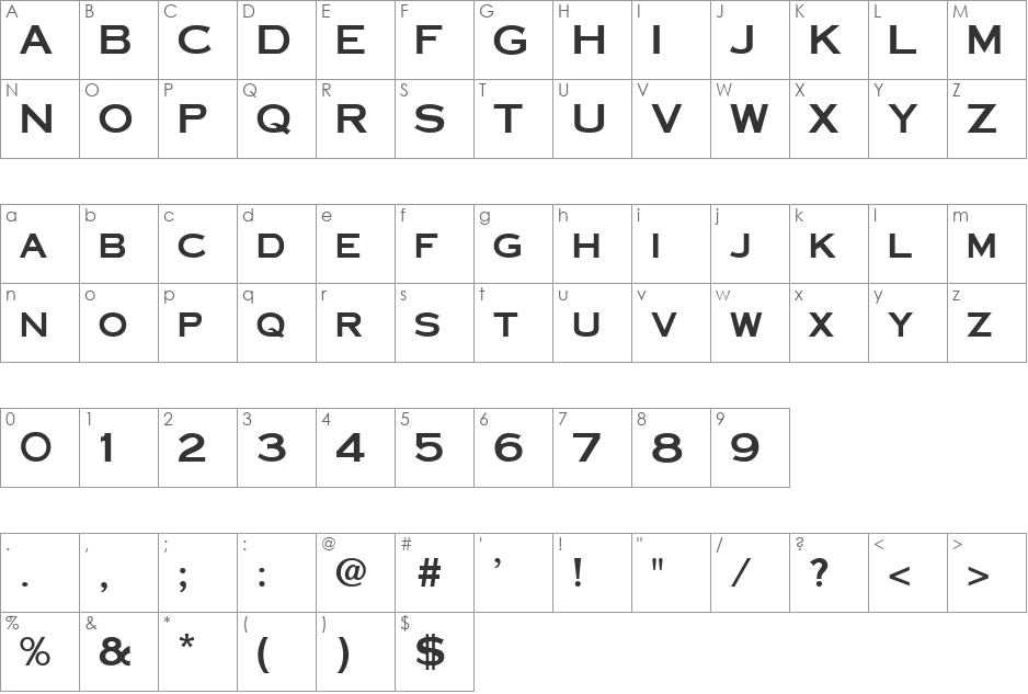 Cornerstone font character map preview