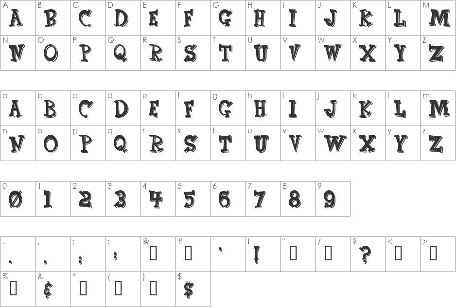CornFed font character map preview