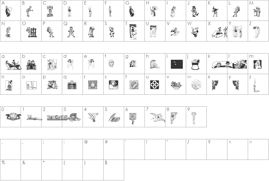 Cornucopia of Dingbats font character map preview