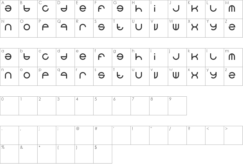 alexey font character map preview