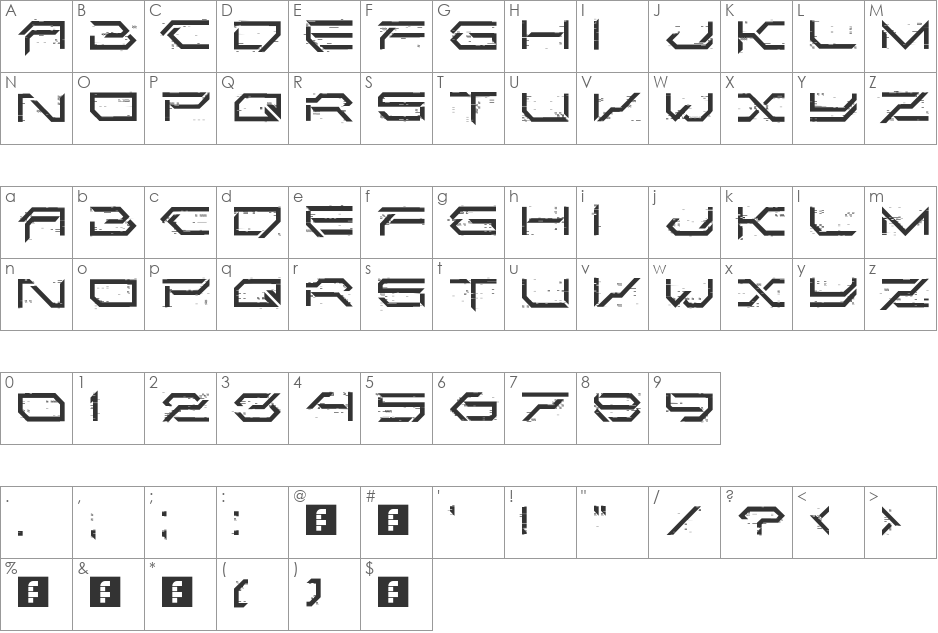 Corruptor LDR font character map preview