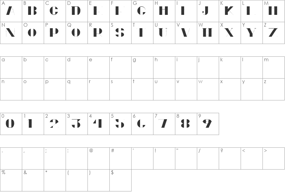 Cortes Personal Use ONLY font character map preview