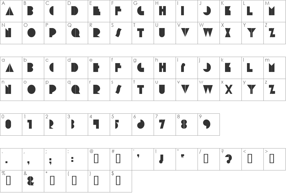 Cortesia font character map preview