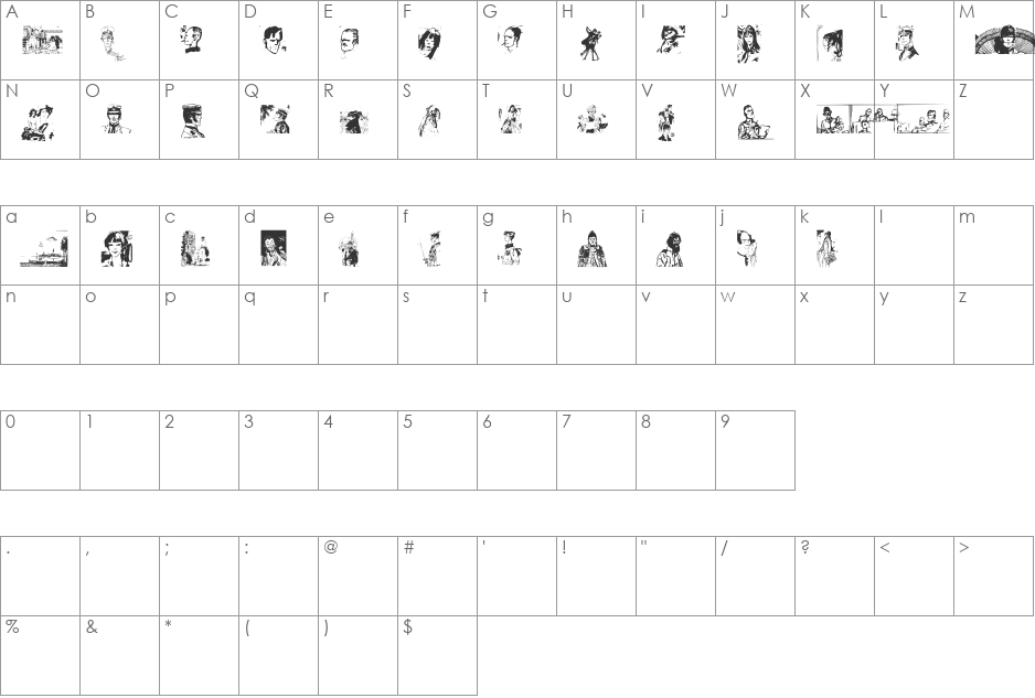CortoMaltese font character map preview