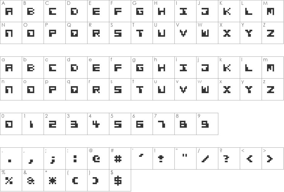 Cosmic Alien font character map preview