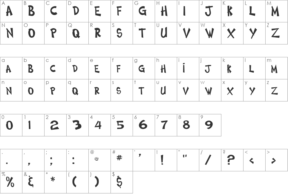 Cosmic Two font character map preview