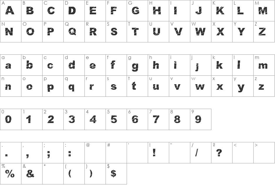 Cosmical disfase font character map preview