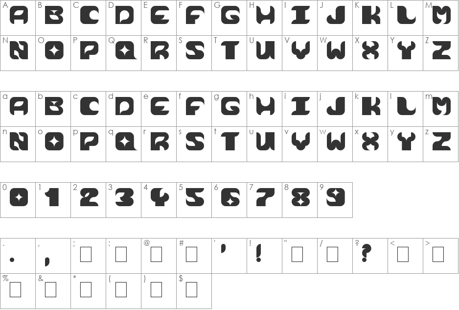 Cosmik Orchestra font character map preview
