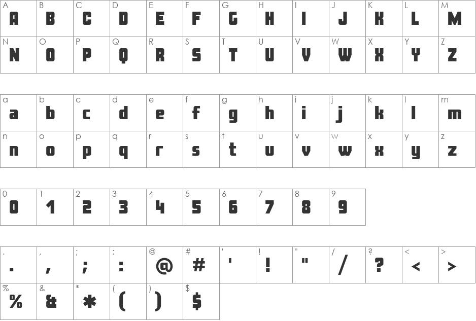 CostaRica font character map preview