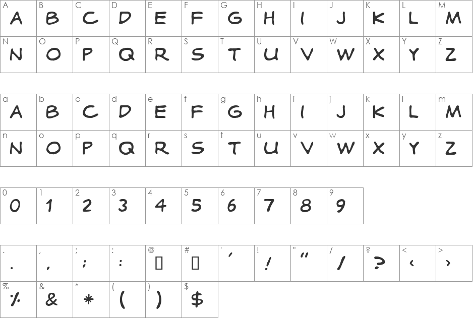 Cotidiana font character map preview