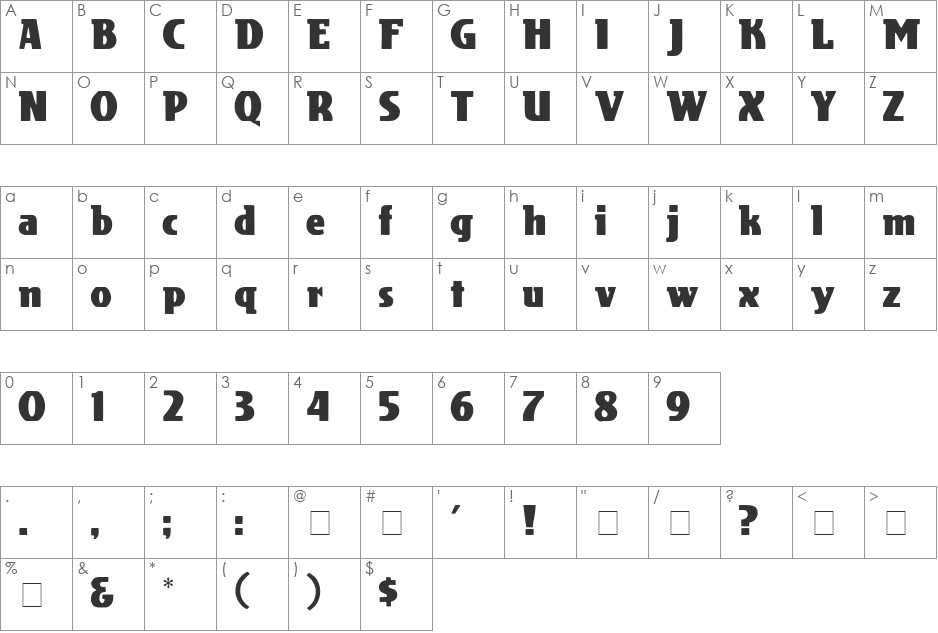 Cotran Display SSi font character map preview