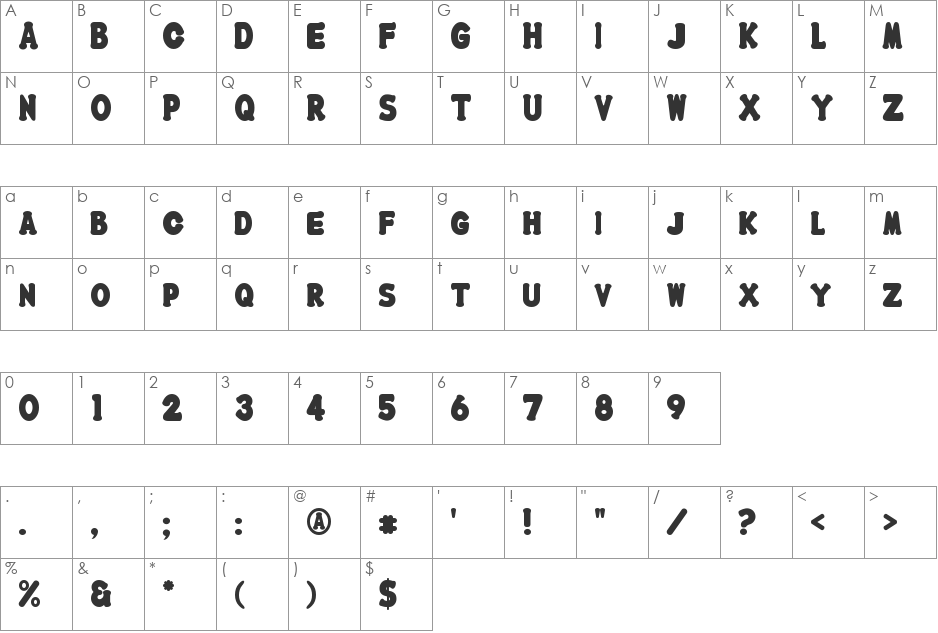 Count and Spell font character map preview